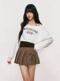 Leopard Print Crop Off-Shoulder Sweatshirt Set