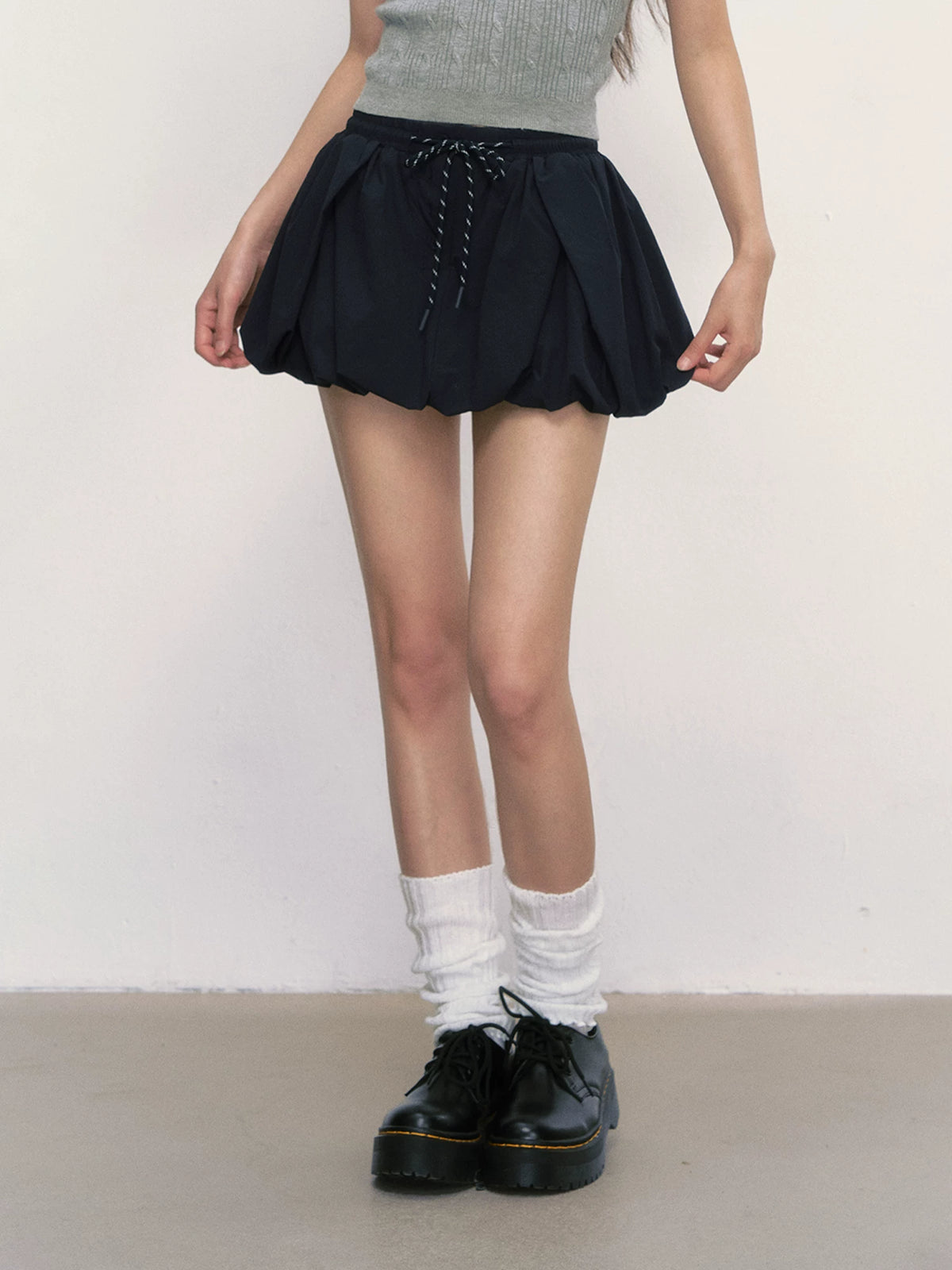 High-Waisted Lace-Up Floral A-Line Skirt