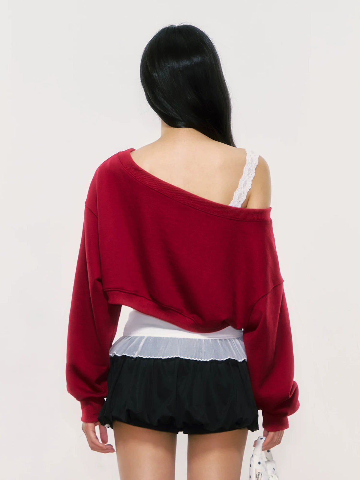 Crop Off-The-Shoulder Sweatshirt Two-Piece Set