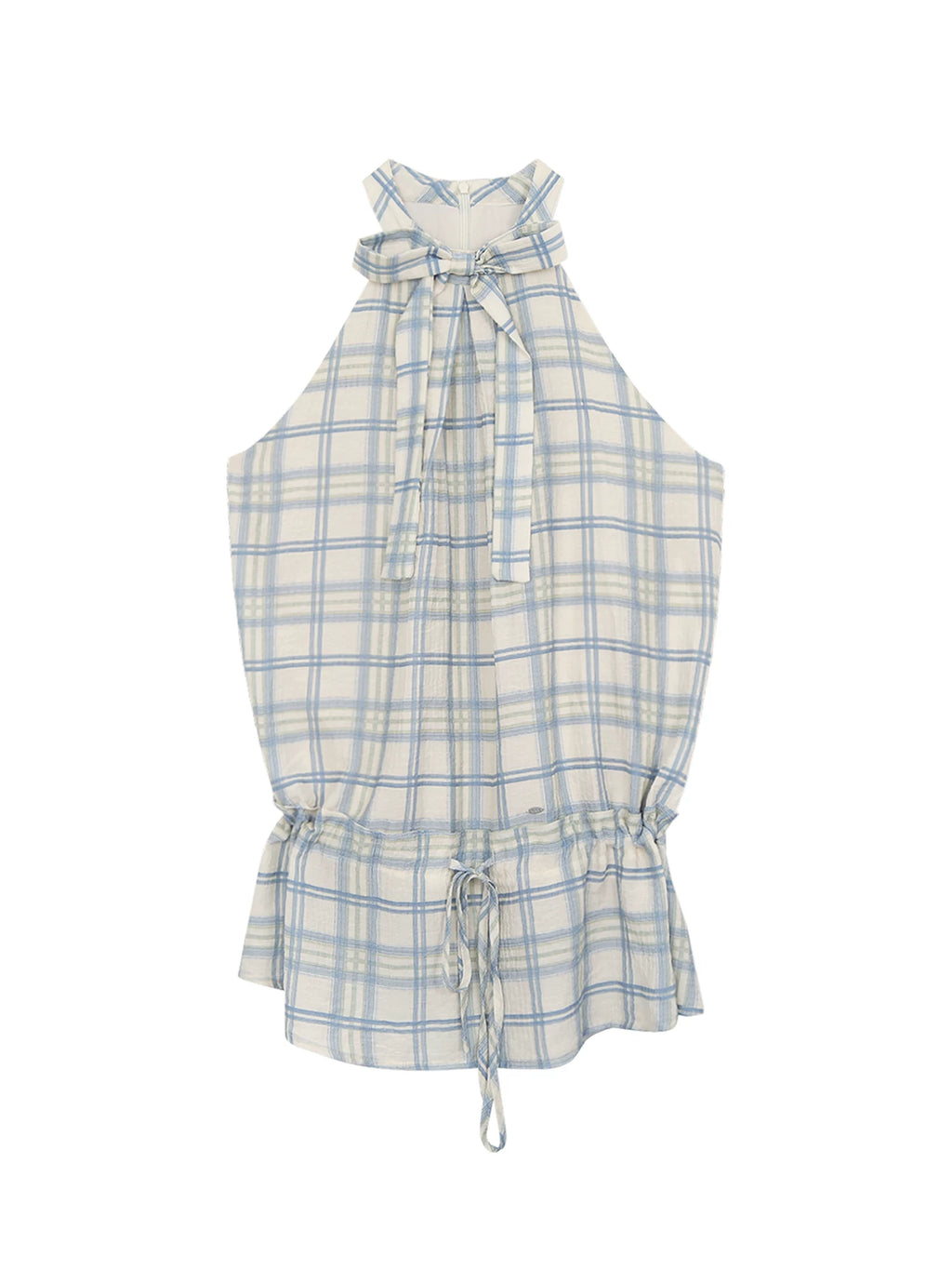 French Style Plaid Halter Mini Dress