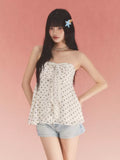 Bow detail polka dot tube top