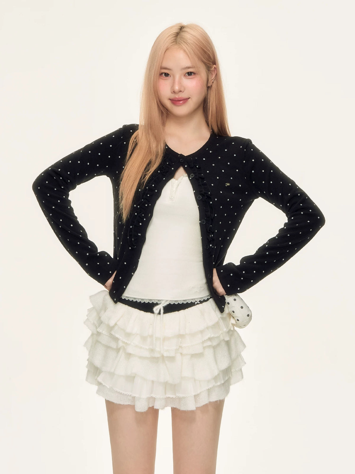 Korean Polka Dot Knit Cardigan