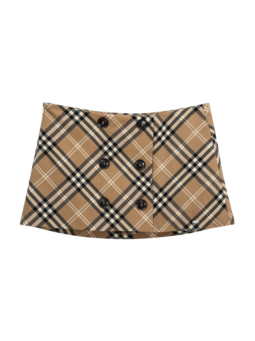 Plaid Double-Breasted Mini Skirt