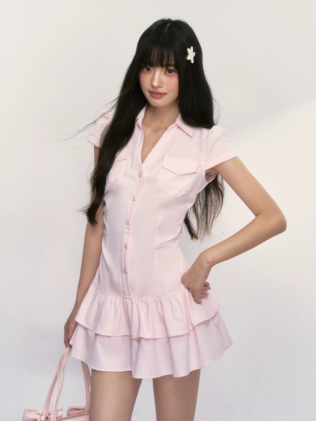 French Style Lapel Waist-Cinching Petite Dress