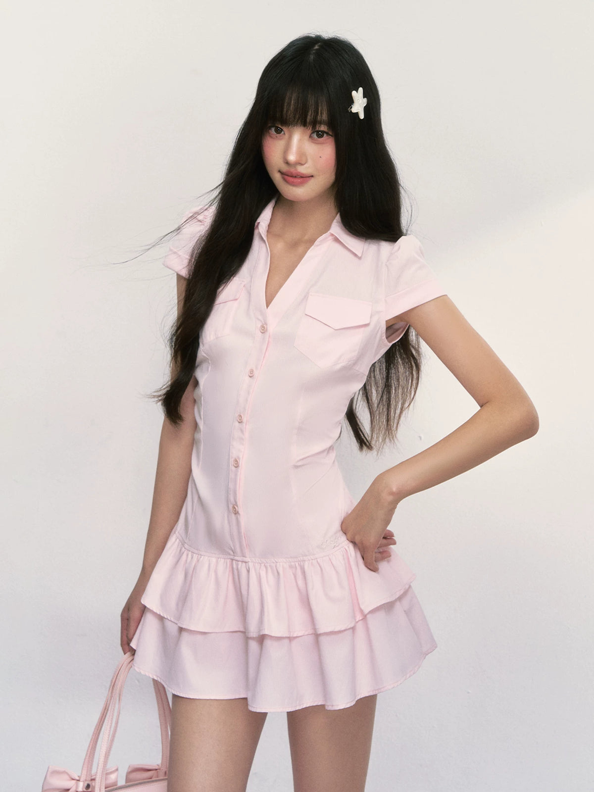 French Style Lapel Waist-Cinching Petite Dress