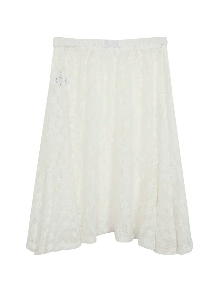 White Lace A-Line Skirt