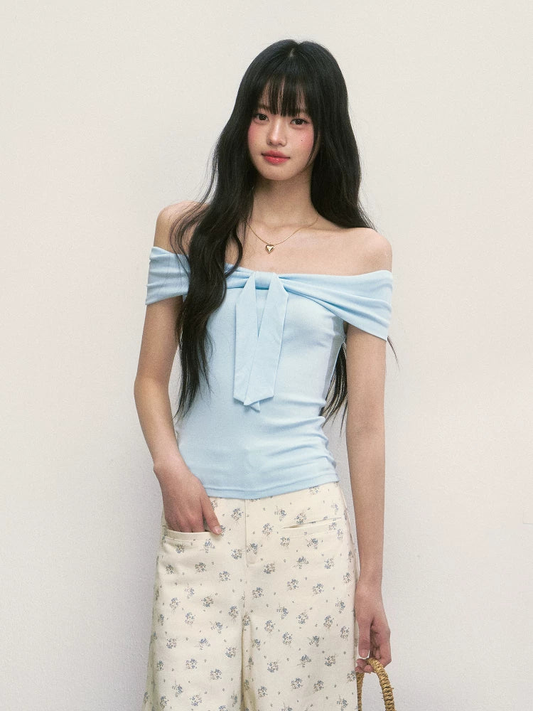 Tie-Waist Asymmetrical Off-the-Shoulder Top