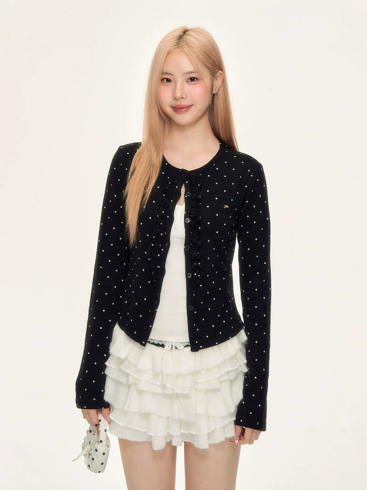 Korean Polka Dot Knit Cardigan