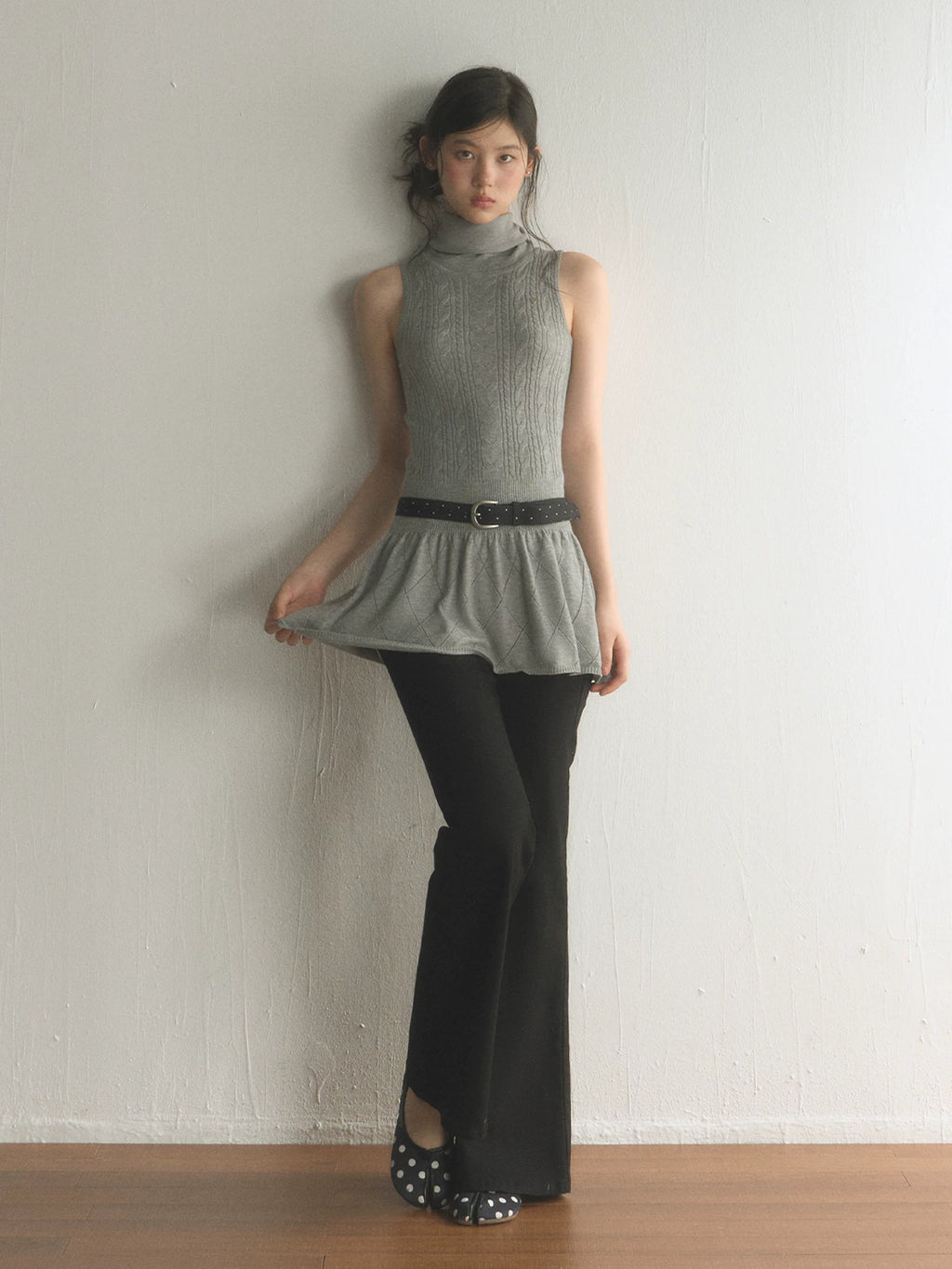 Retro High-Neck Knitted Mini Dress