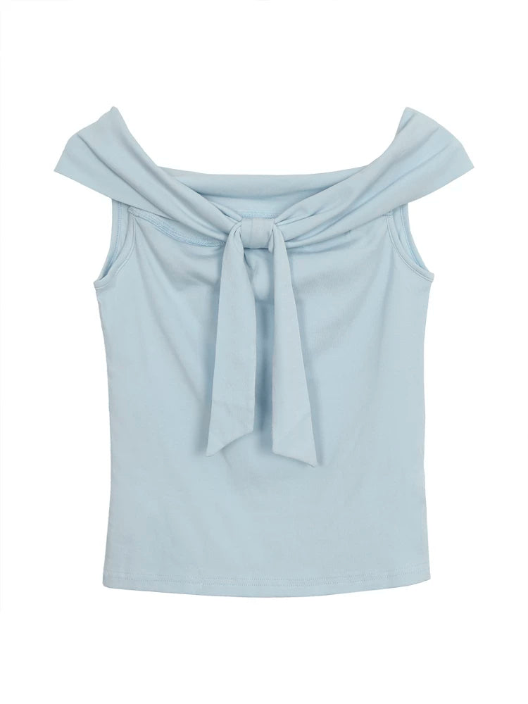 Tie-Waist Asymmetrical Off-the-Shoulder Top