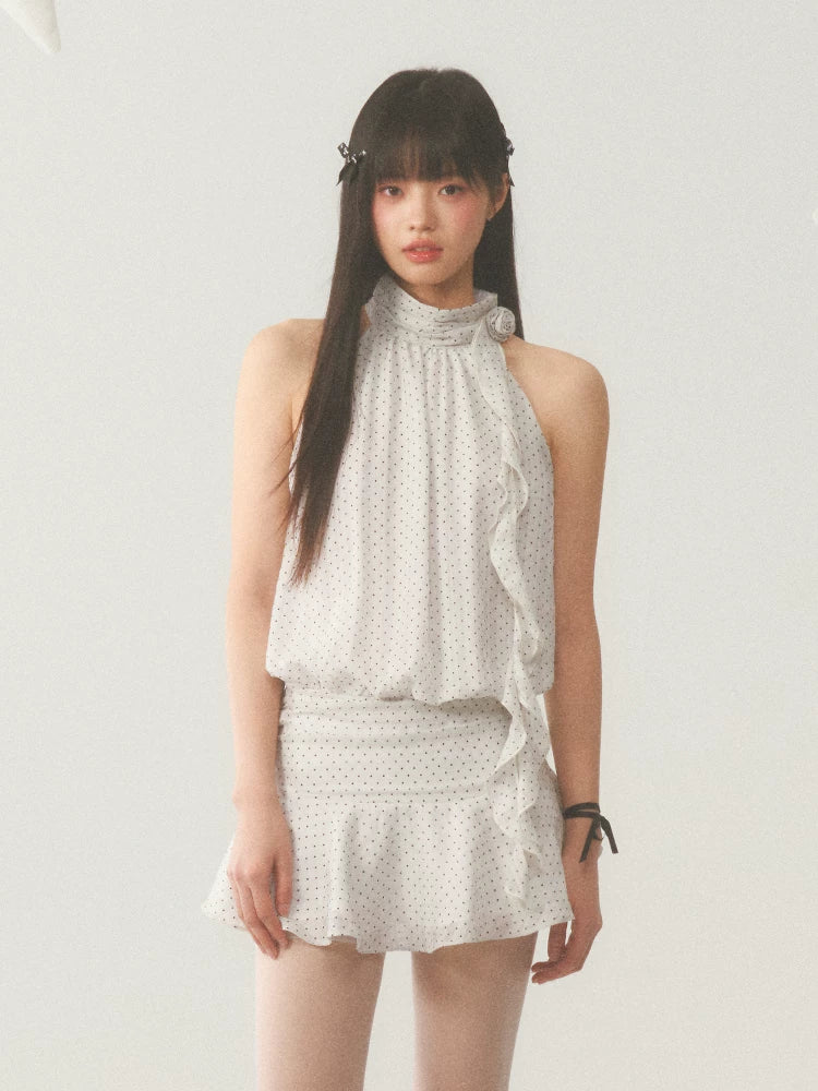 Polka Dot Halter Mini Dress