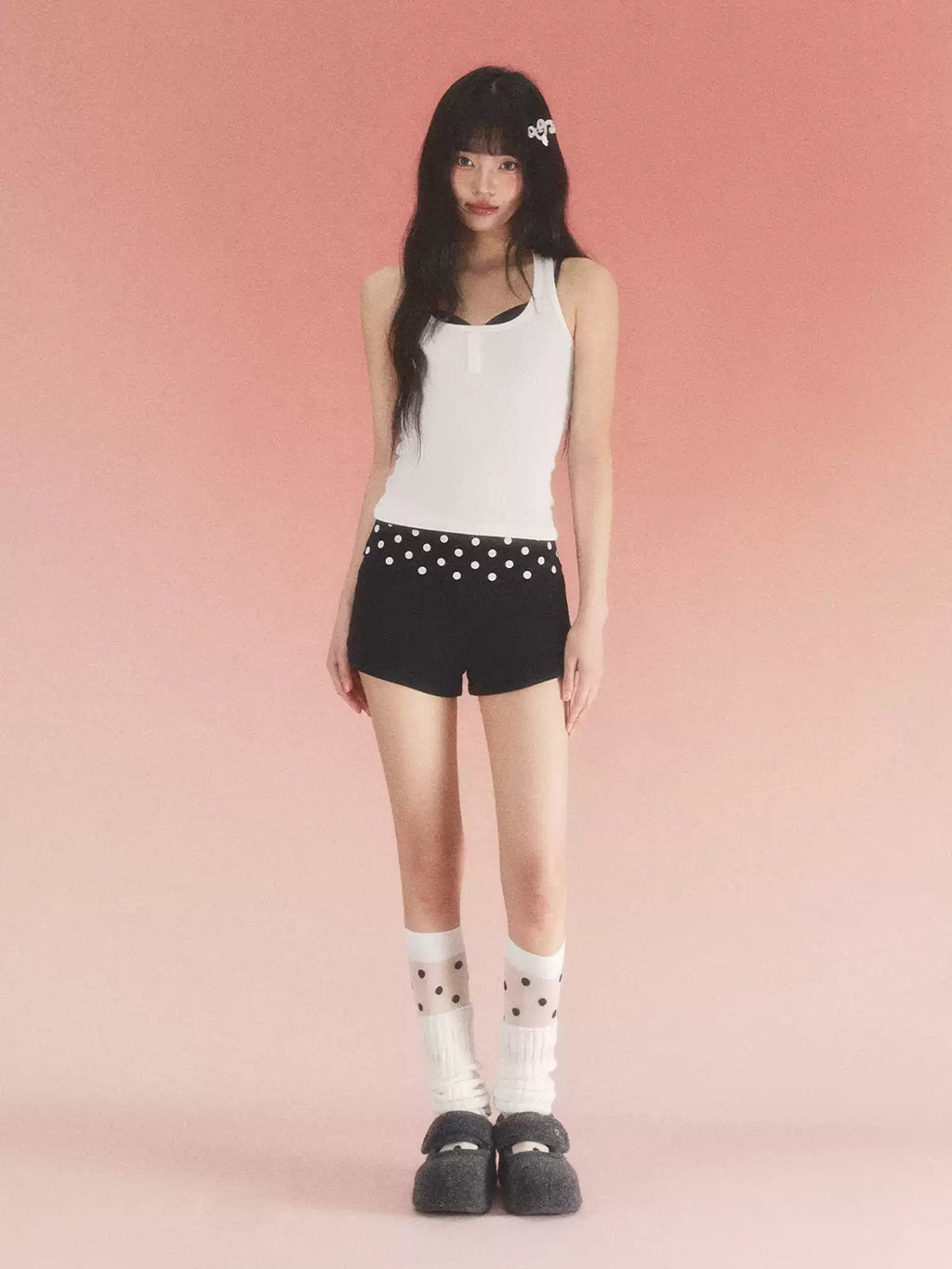 Vintage polka dot fold-over shorts
