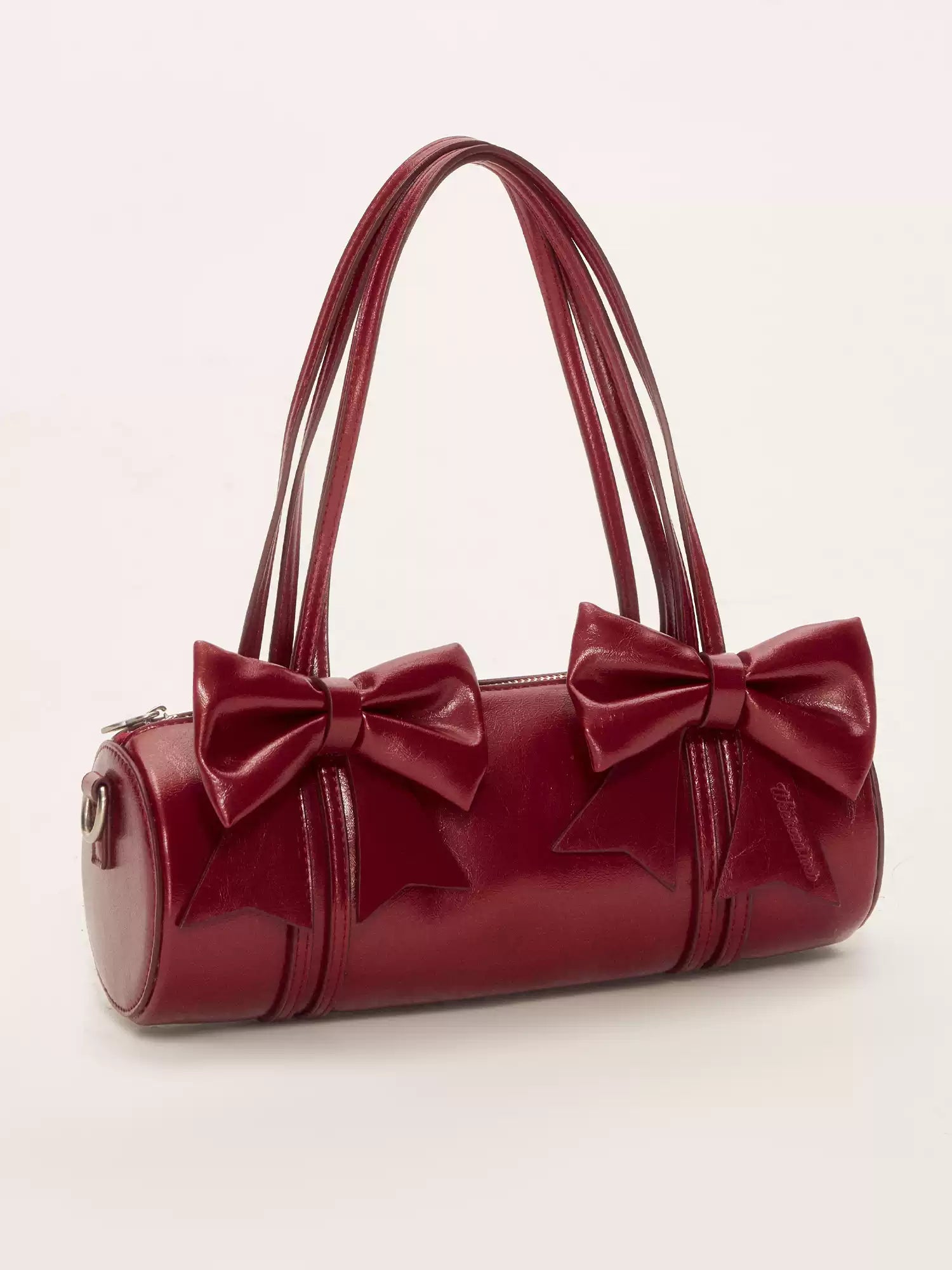 Double ribbon underarm shoulder bag in red