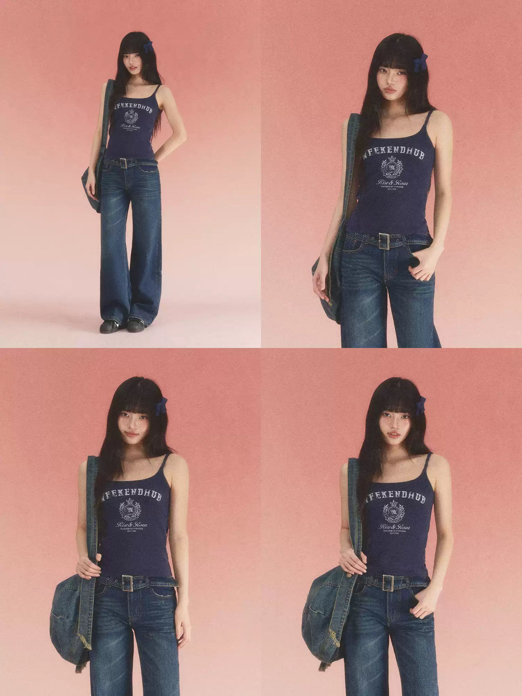 Logo print twisted strap camisole top