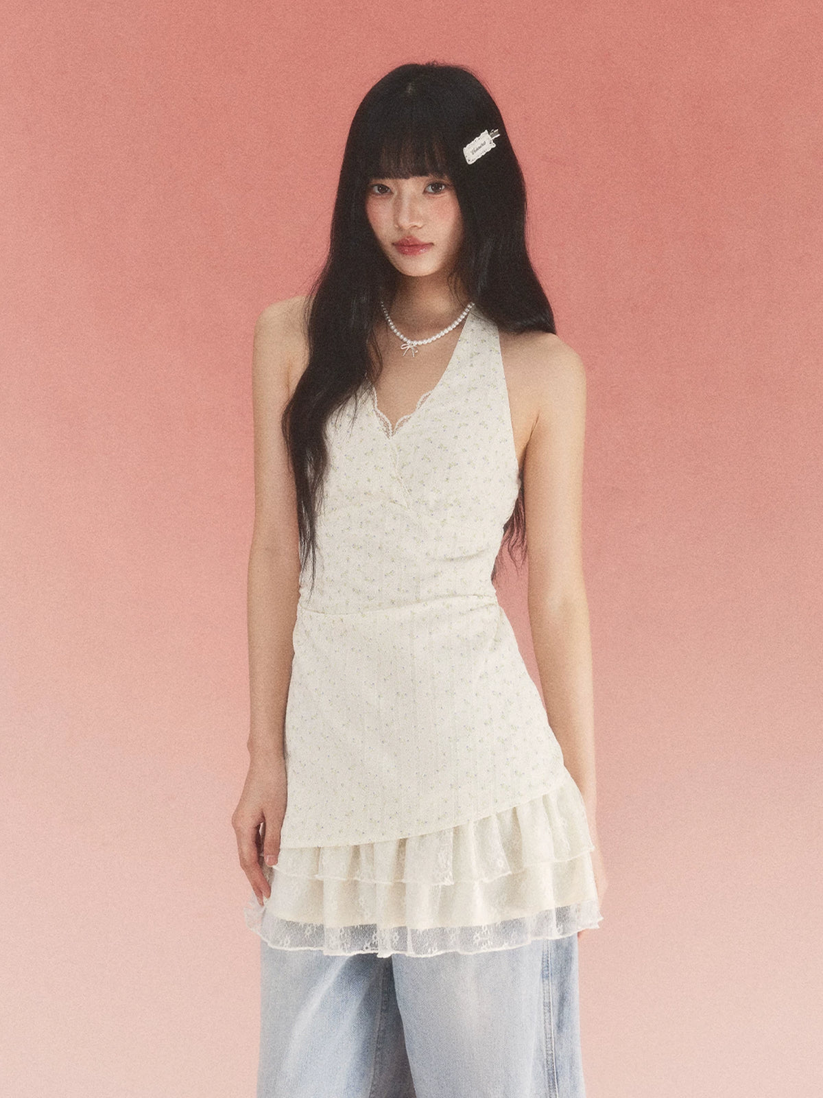 Slim-Fit Floral Halter Neck Summer Dress