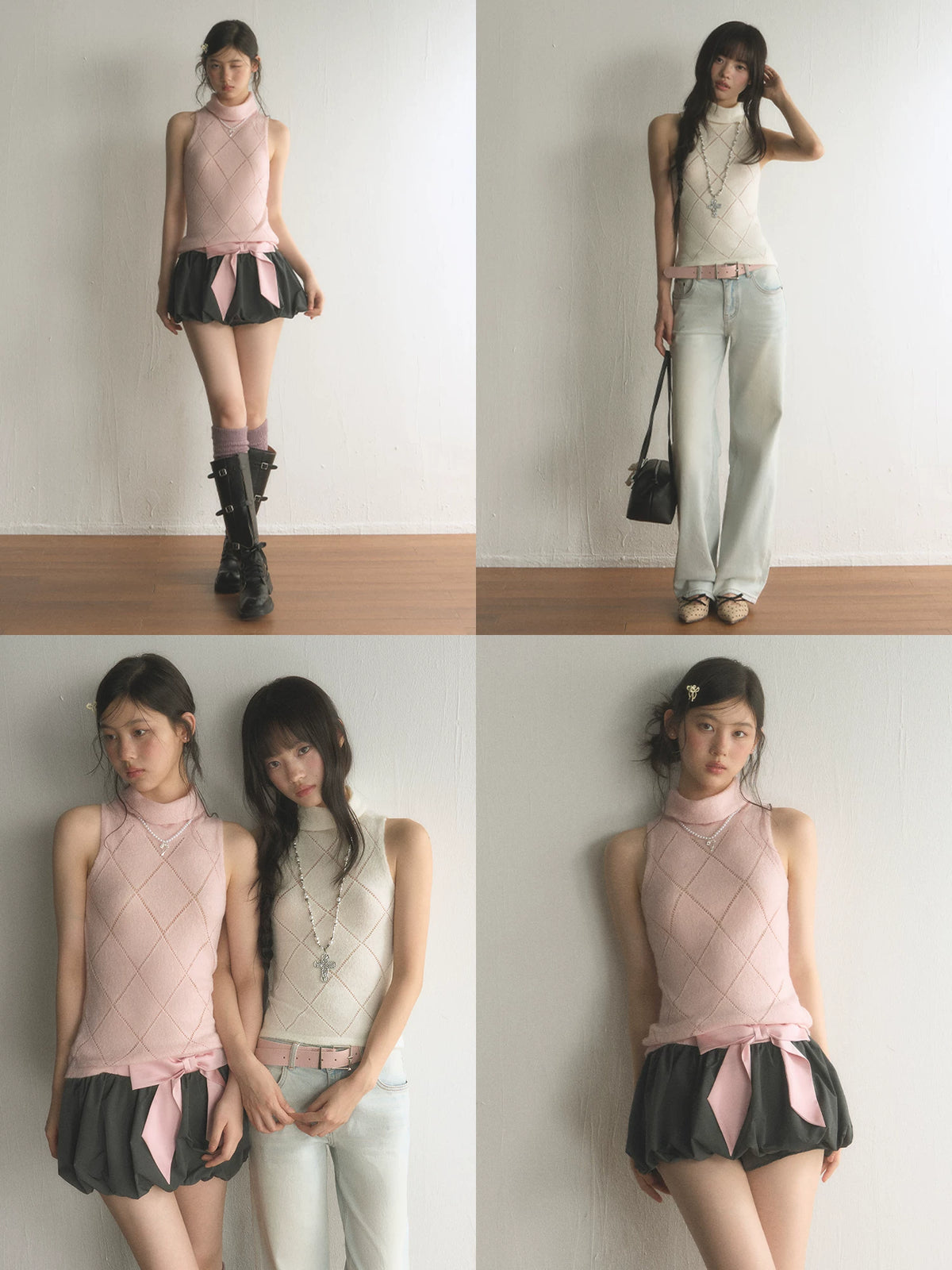 Diamond Argyle Hollow-Out Knit Vest Top
