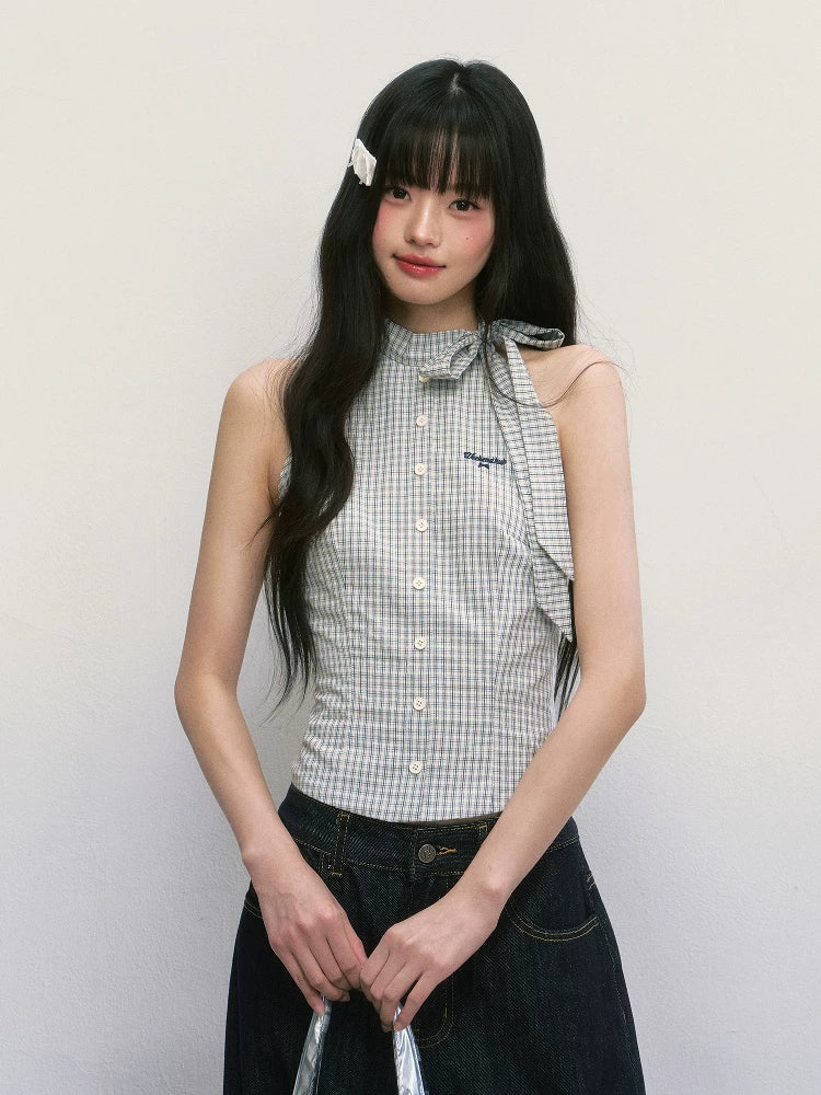 Plaid Sleeveless Halter Top