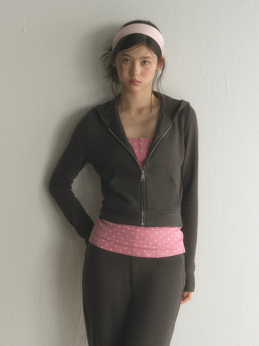 Slim-Fit Hooded Zip-Up Sweatshirt Jacket
