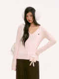 Soft Pink V-Neck Knit Sweater