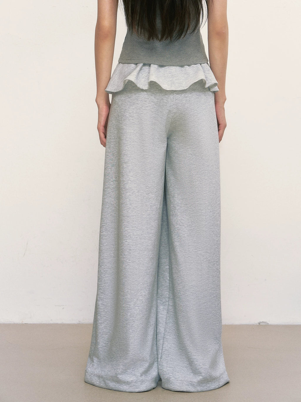 Layered Patchwork Wide-Leg Sweatpants