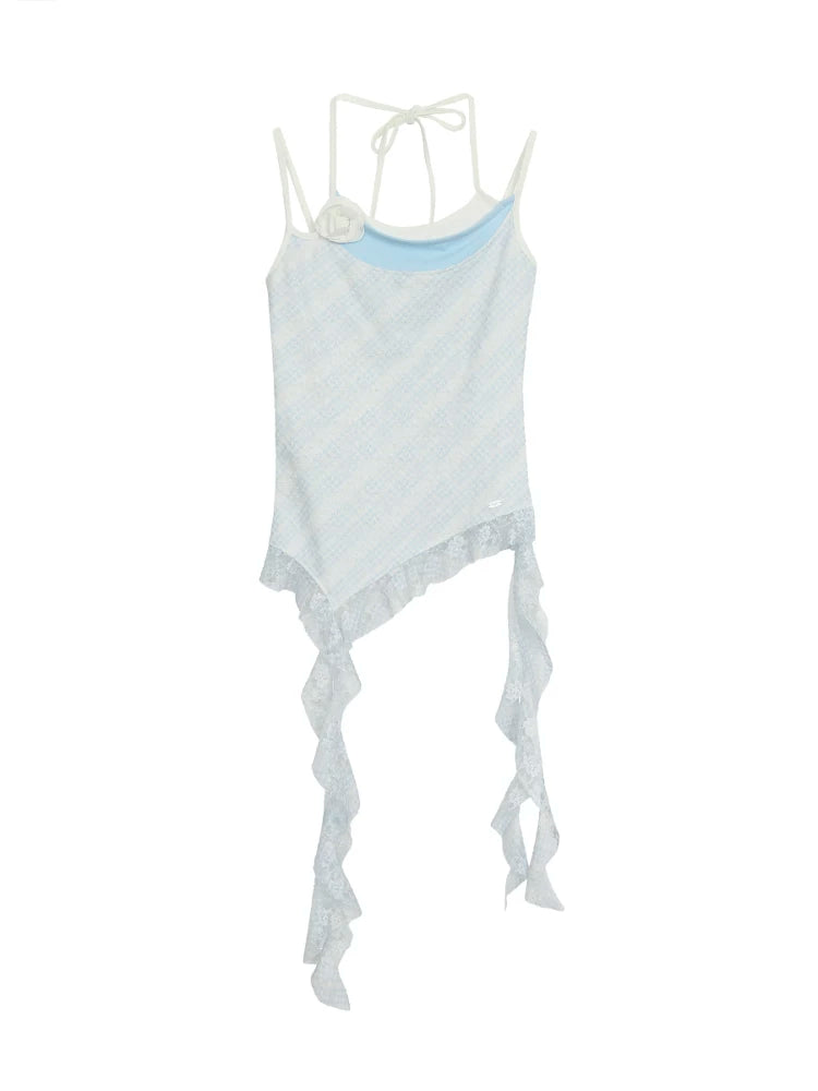 Irregular Lace Sleeveless Tank Top