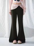 Polka dot bow layered flared pants in dark brown