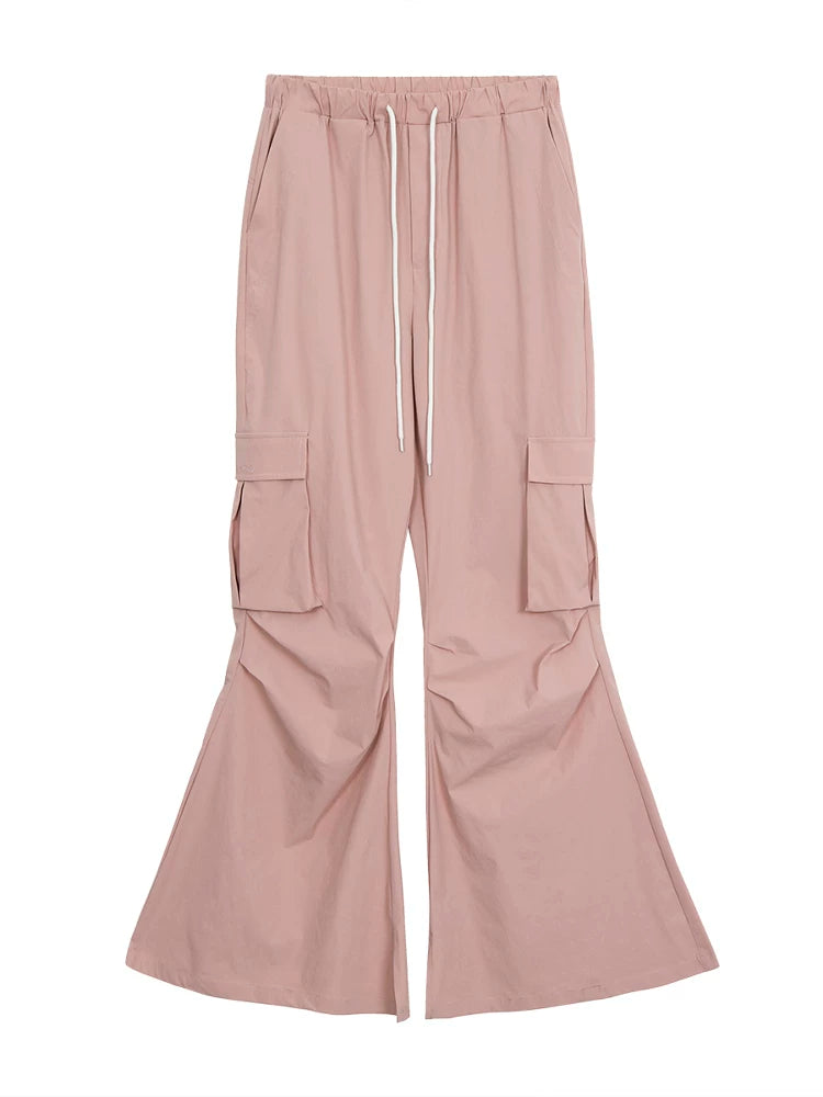 Relaxed Pink Flared Cargo Pants