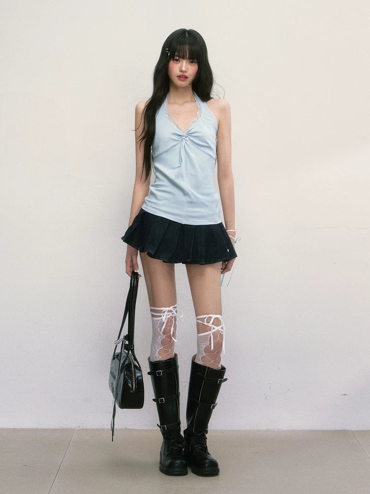 French Style V-Neck Lace Halter Camisole