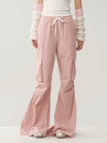 Relaxed Pink Flared Cargo Pants