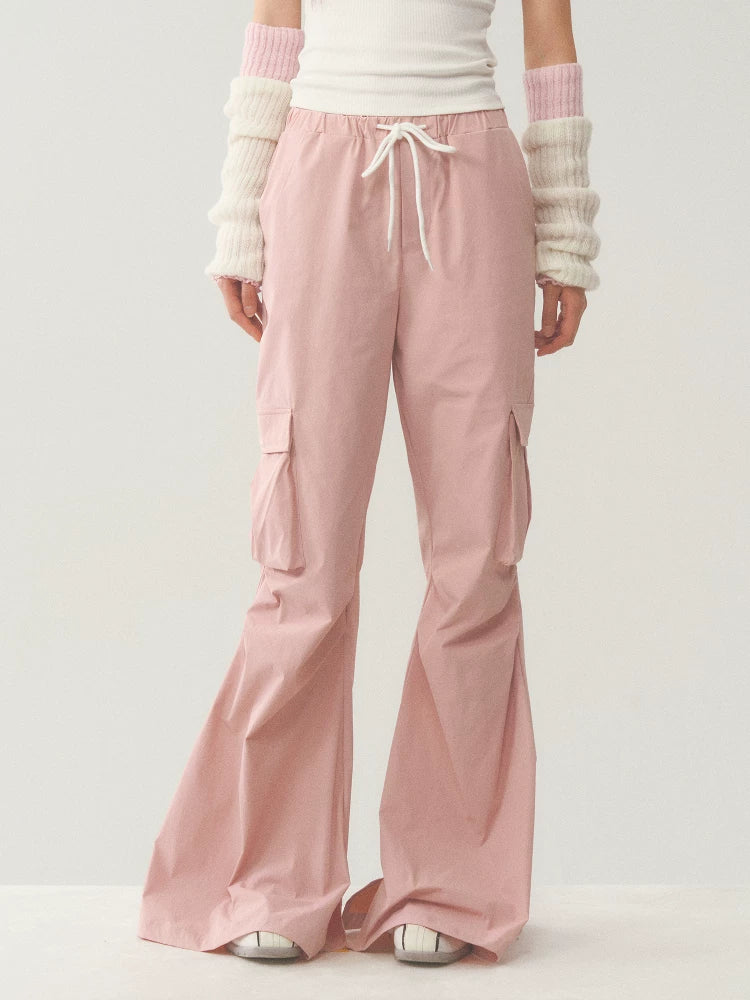Relaxed Pink Flared Cargo Pants