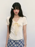 Lace V-Neck Short-Sleeve T-Shirt