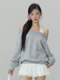 Layered Off-the-Shoulder Sweatshirt