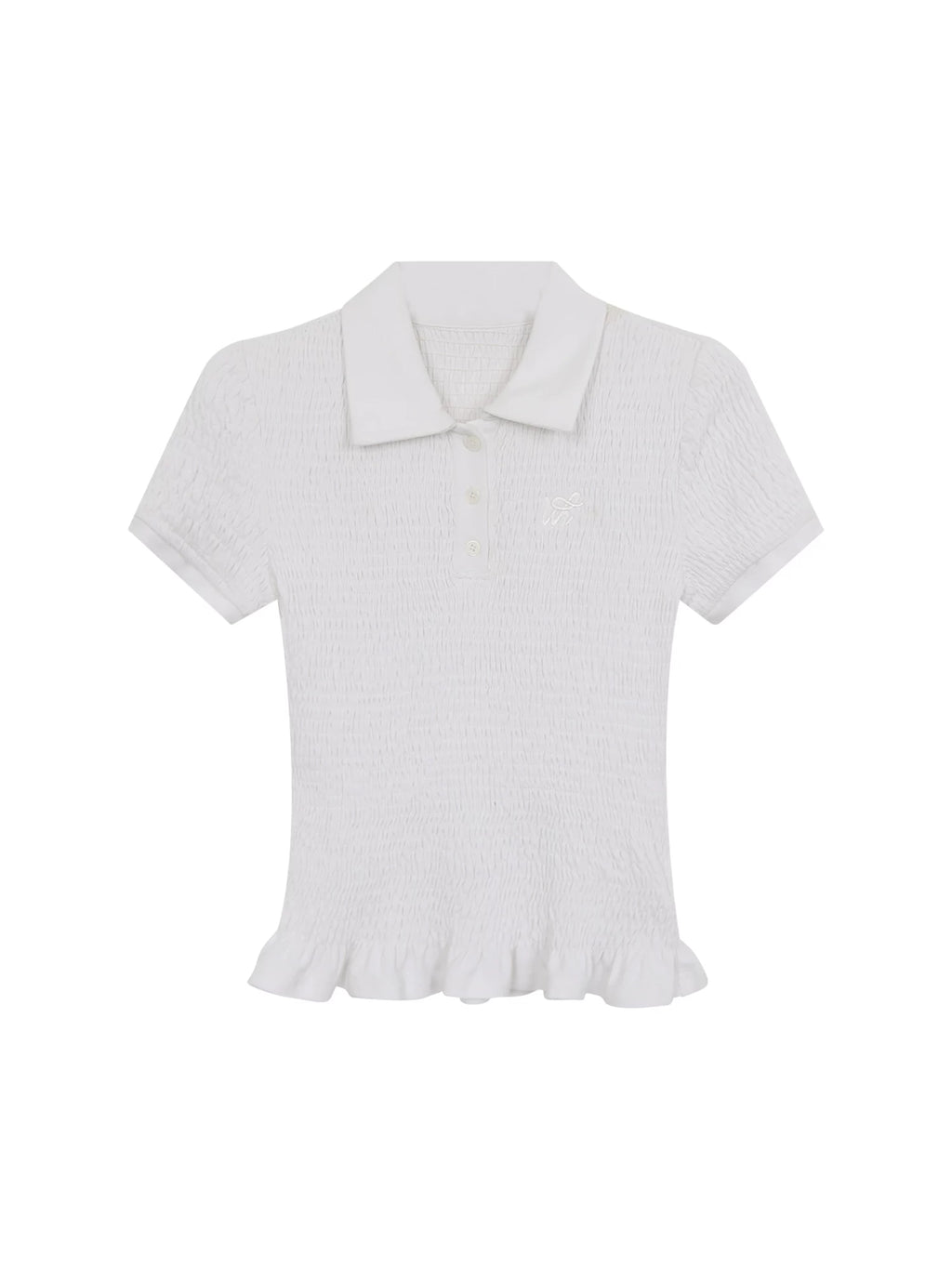 Slim-Fit Ruffle Short-Sleeve Polo Top