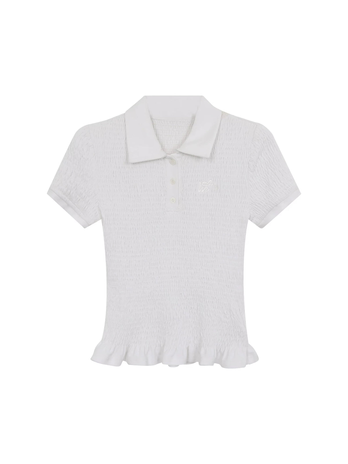Slim-Fit Ruffle Short-Sleeve Polo Top