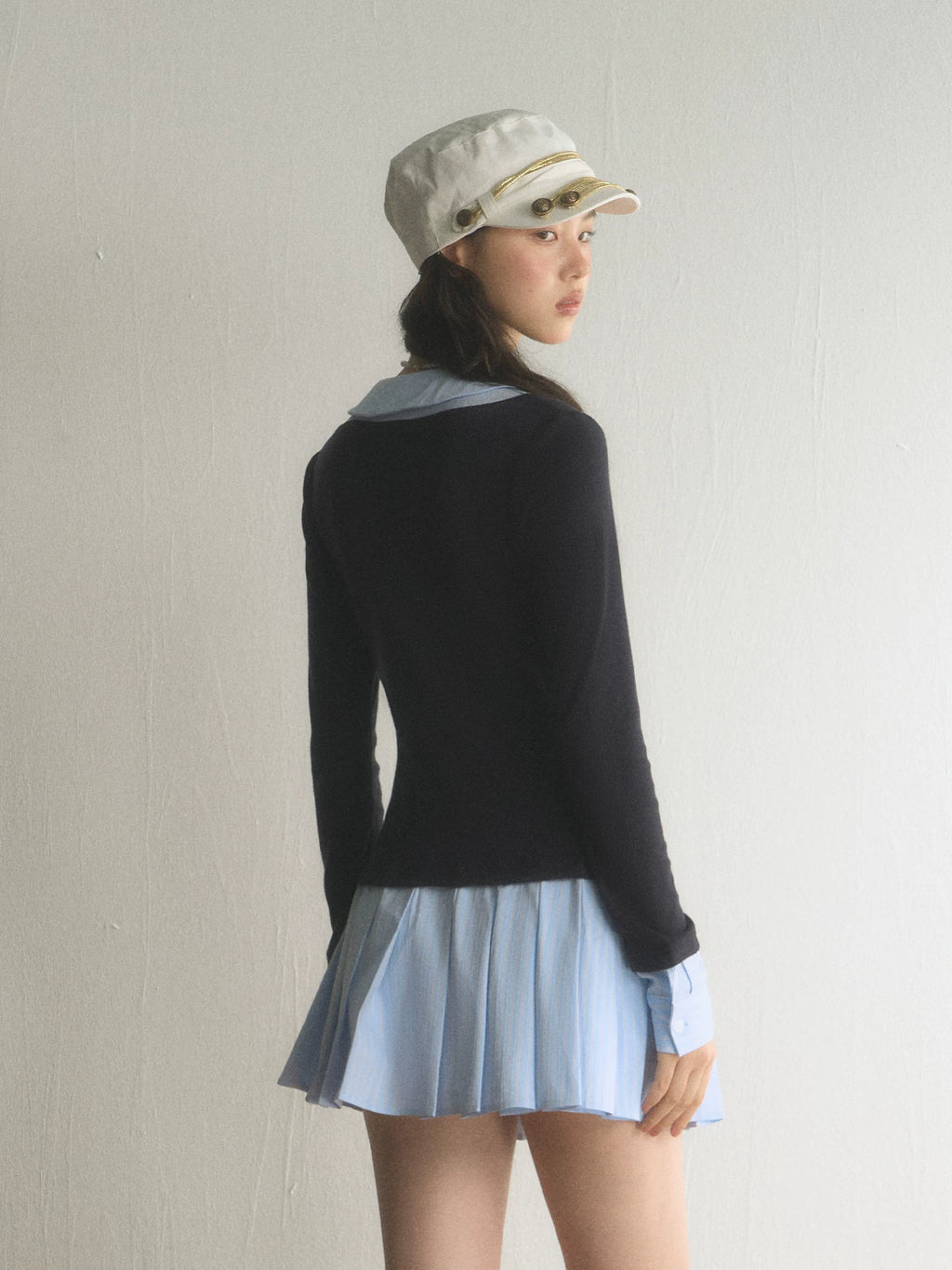 Preppy Patchwork Henley Pleated Mini Dress