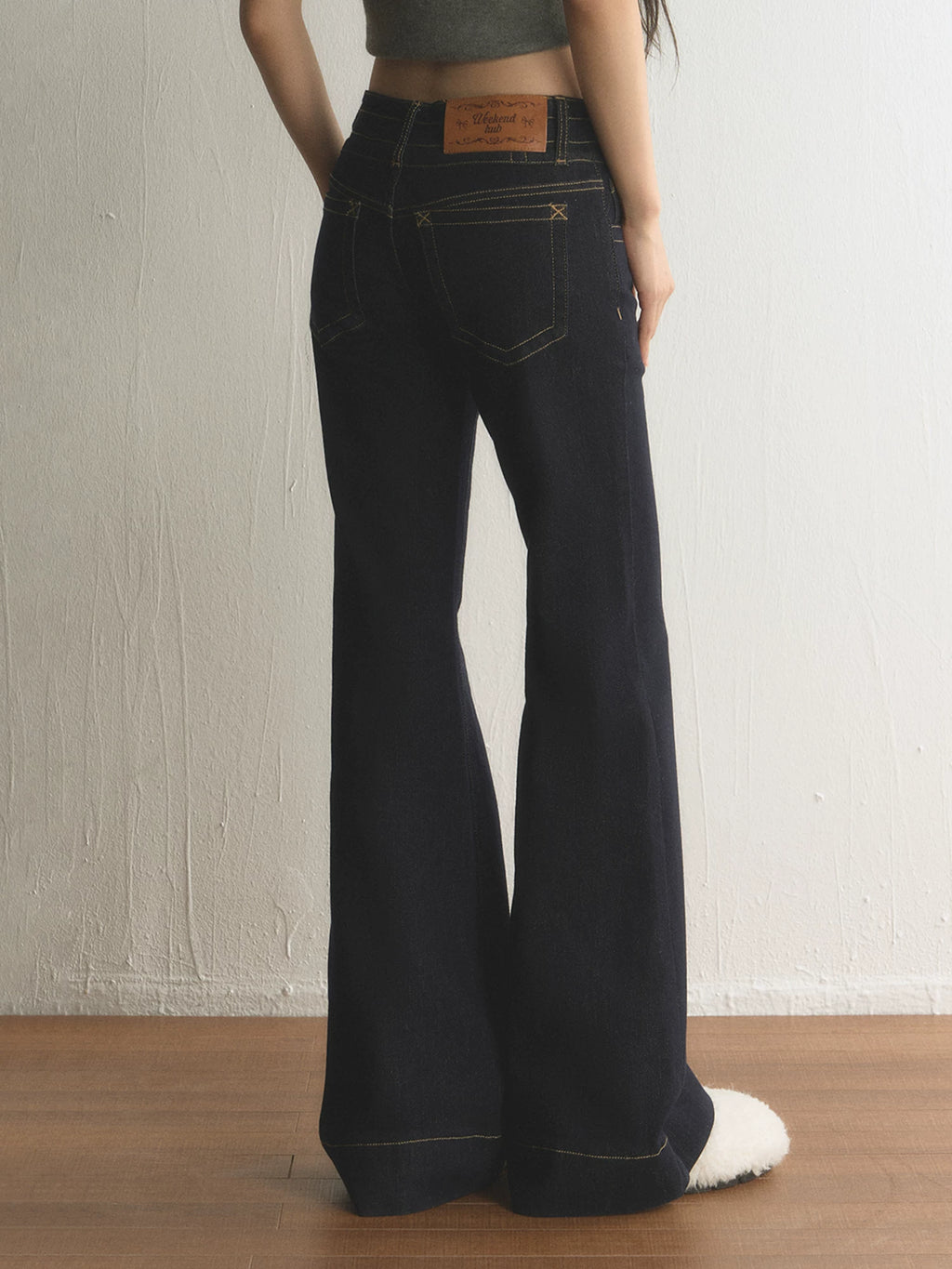 Retro Double-Button Low-Rise Flared Jeans