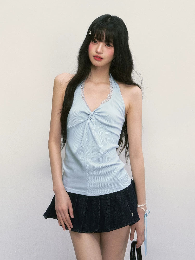 French Style V-Neck Lace Halter Camisole