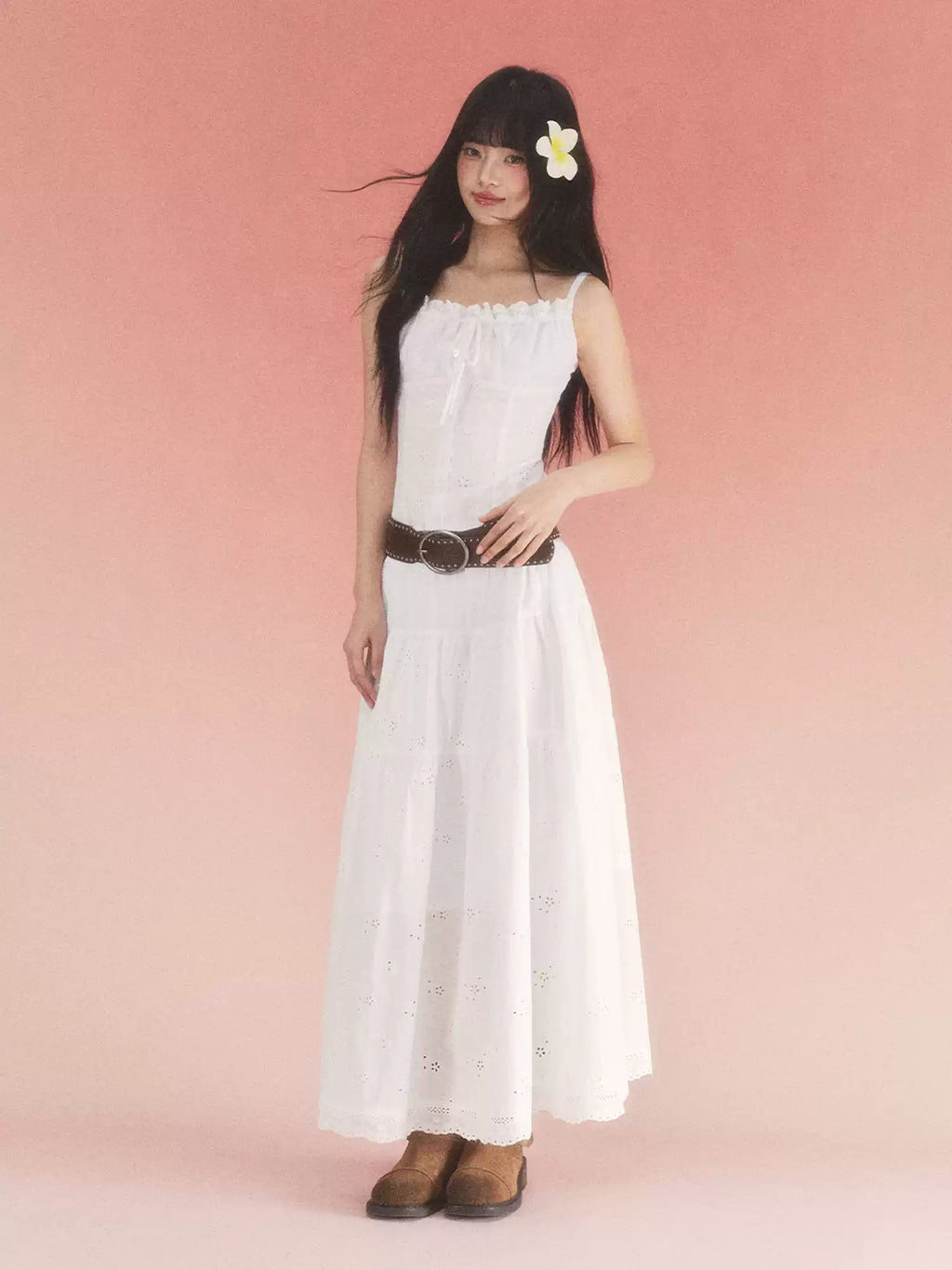 Bow detail white jacquard camisole top