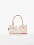 Double ribbon underarm shoulder bag in pink
