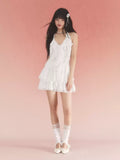 Ruffle halter neck midi dress