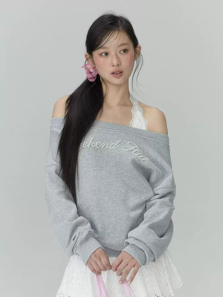 Layered Off-the-Shoulder Sweatshirt