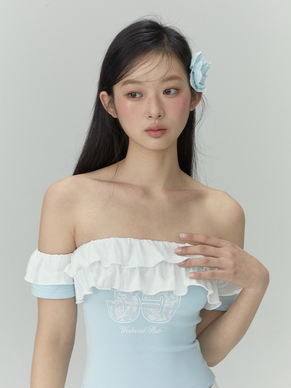 Off-the-Shoulder Slim-Fit Ruffle Top