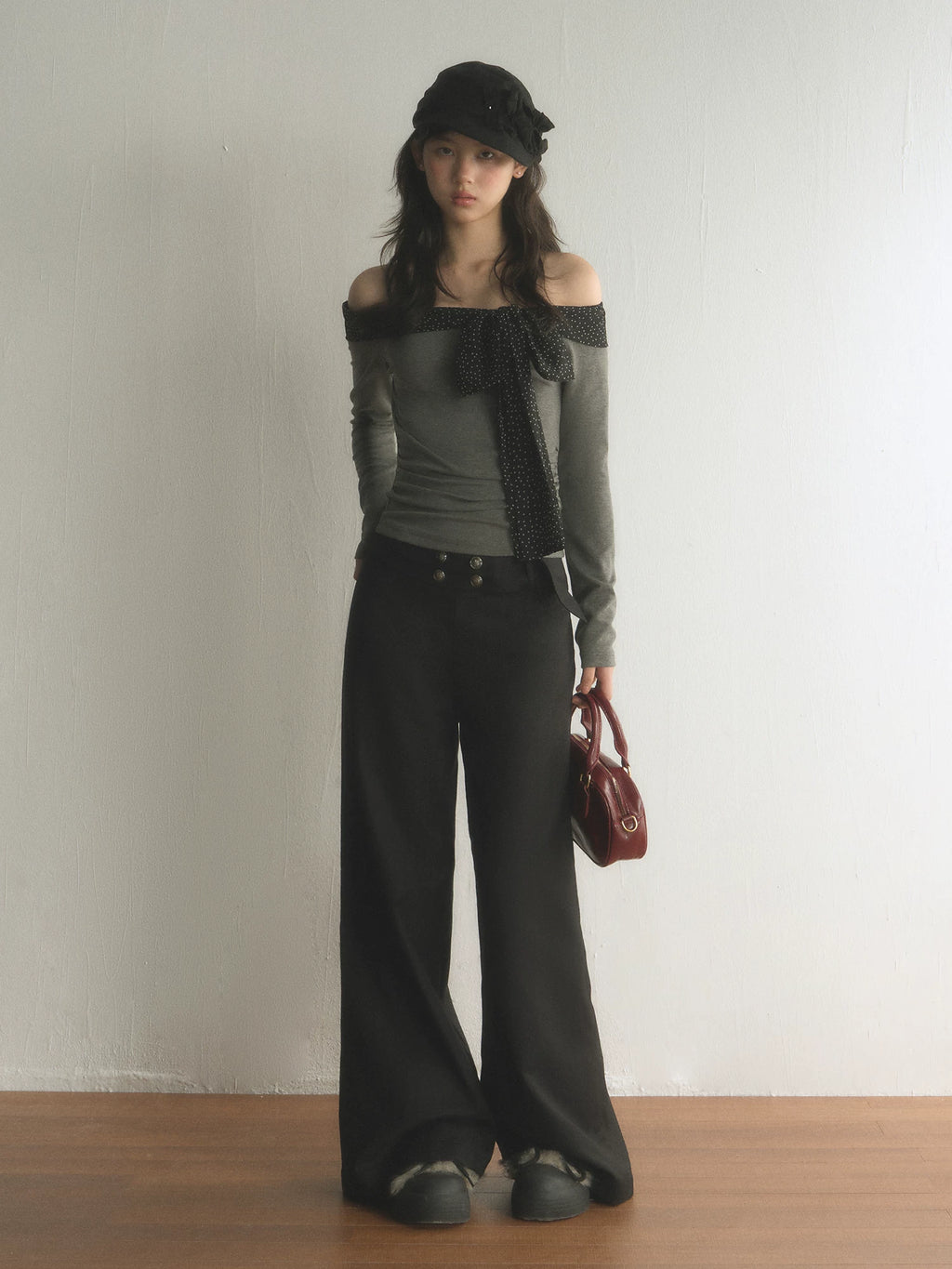 Retro High-Waisted Multi-Button Flared Pants