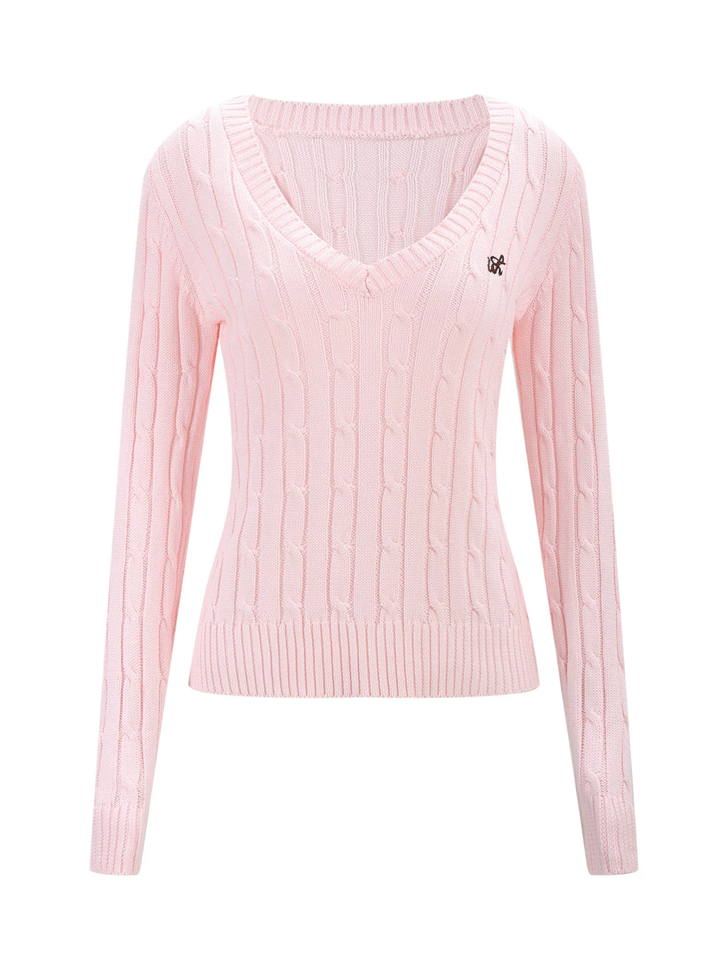 Soft Pink V-Neck Knit Sweater