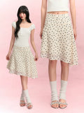Asymmetric Hem Polka Dot Petite Midi Skirt