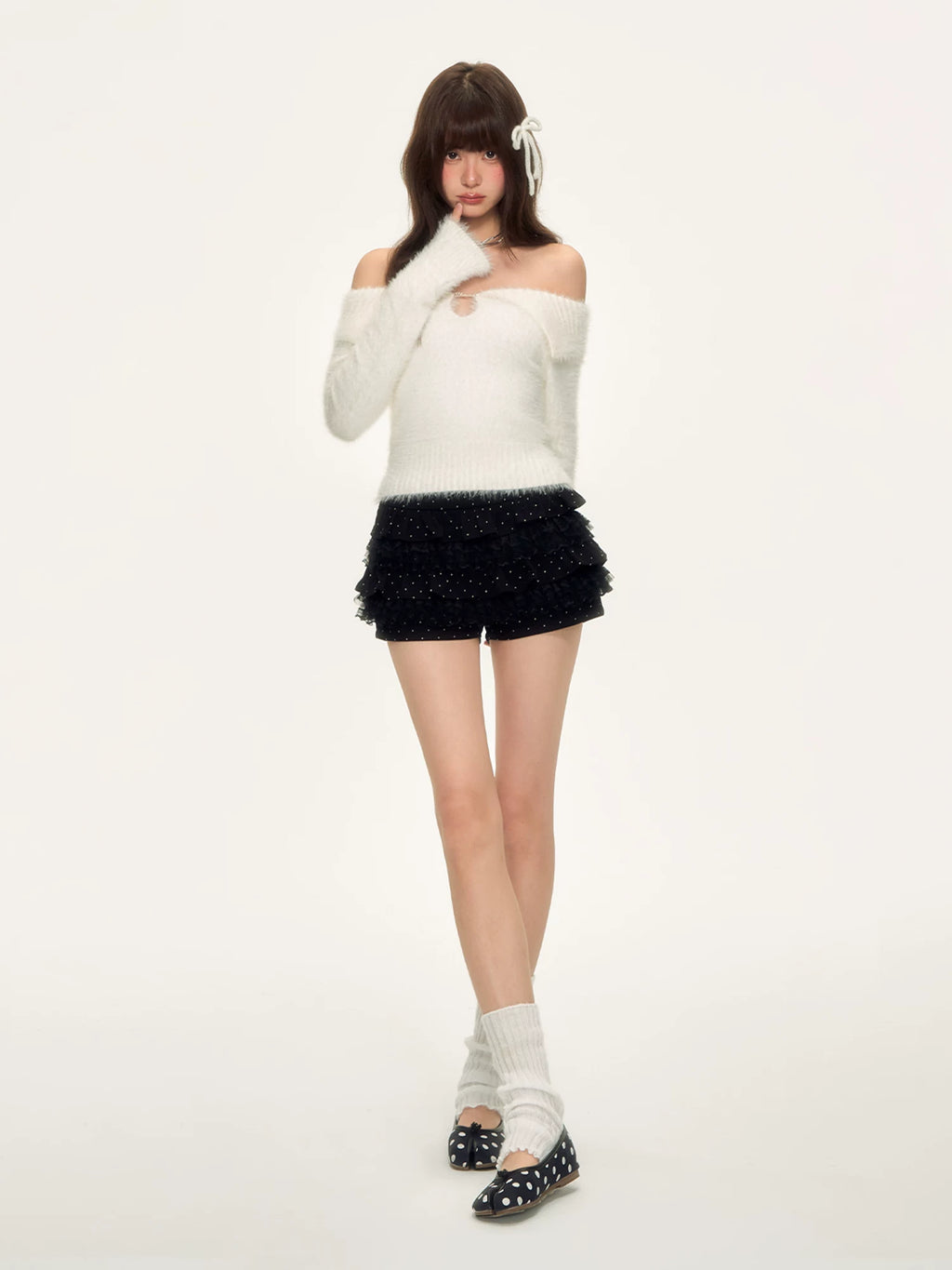 Lace Polka Dot Tiered Cake Skort