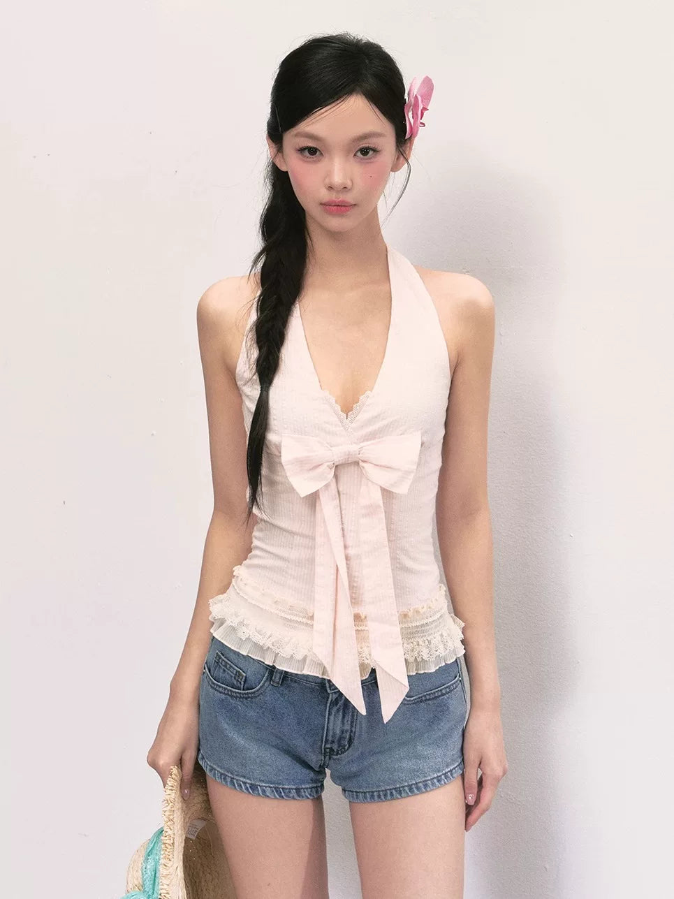 French Style V-Neck Halter Vest Top