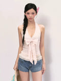 French Style V-Neck Halter Vest Top