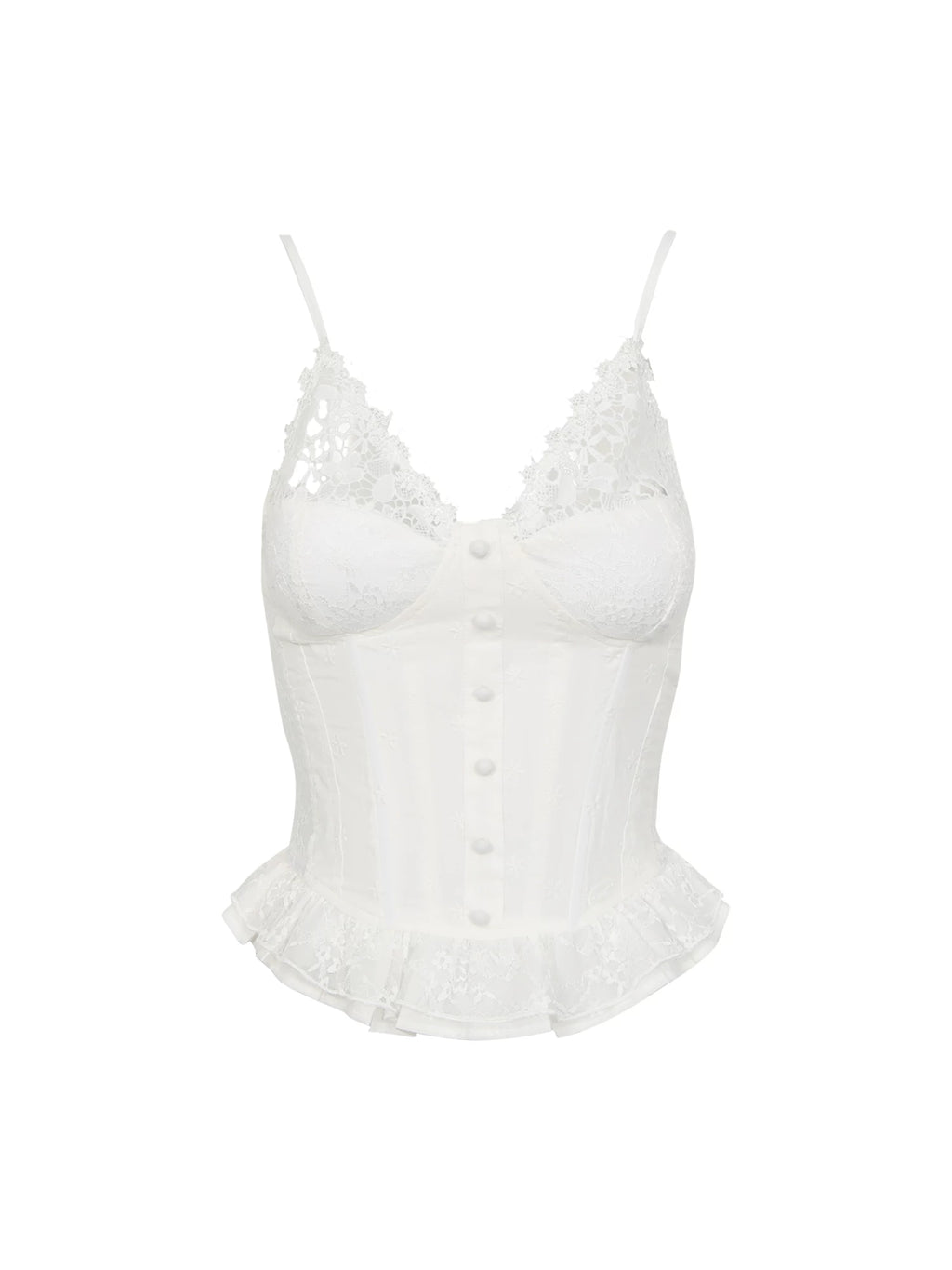 Lace Ruffle Corset Camisole Top