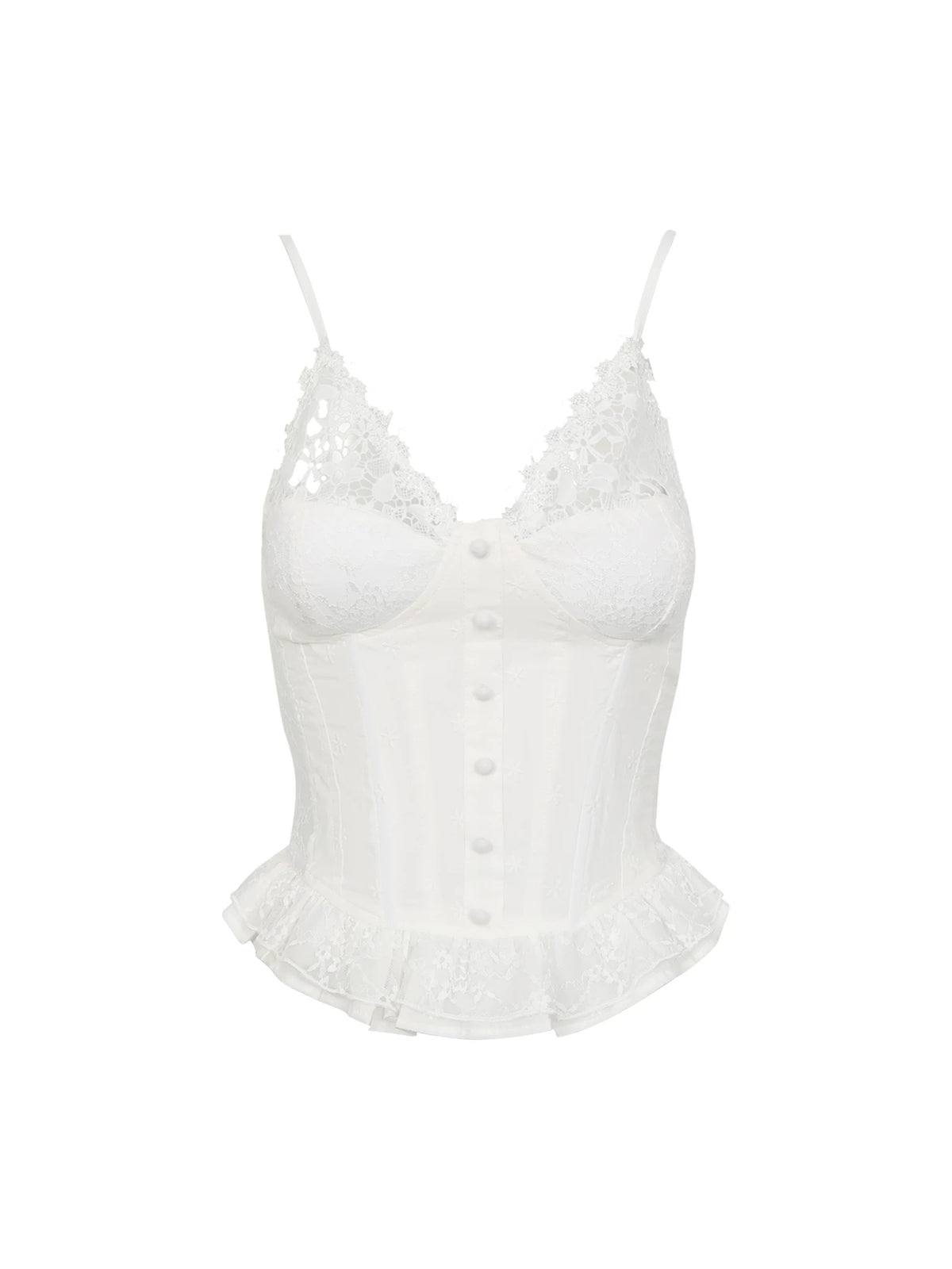Lace Ruffle Corset Camisole Top